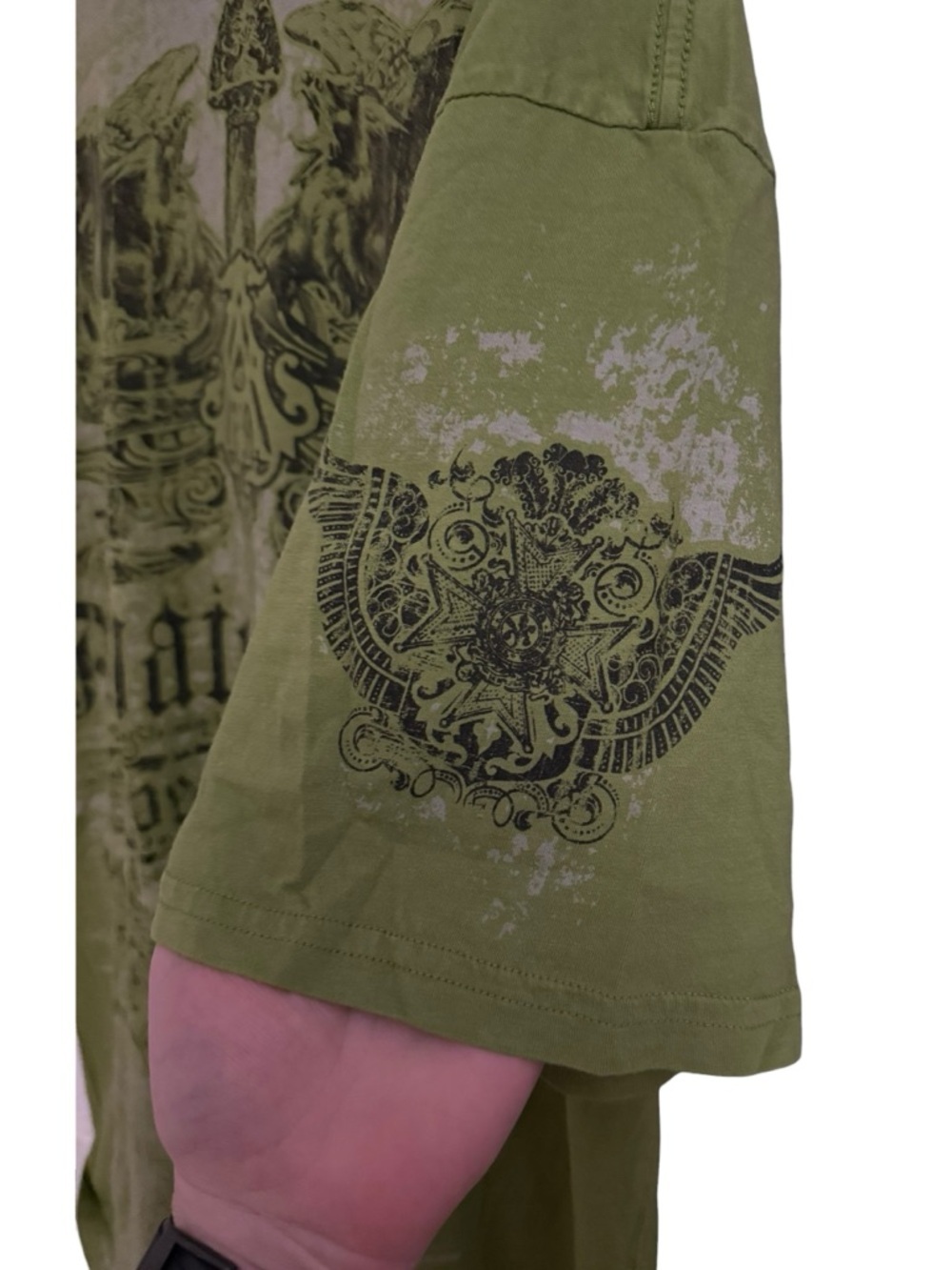 Affliction Archaic Vintage Shirt 2XL Green Distressed Skull Y2K Streetwear Rare - Picture 2 of 5